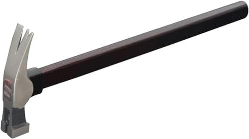 Claw Hammer 13OZ, Wooden Handle Nail Hammer, with Polished Carbon Steel Hammer-Head, for Construction Carpentry, Home Repair