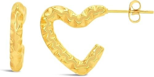 ARS-ARGENTI Boho Ohrringe Damen Mädchen Sterling Silber 925 Gold 18K - hypoallergen (Wunderschöne Herz-Ohrringe stylish & edel GABRIELLA Edelstahl 18K vergoldet 18x3mm)