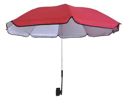 Strandkorb-Sonnenschirm mit Lenkbefestigung, Angelschirm, Rückenlehne, Stuhl, Strandschirm, geeignet für Strandkörbe, Baby-Kinderwagen, Terrasse, Gartenstühle, rot