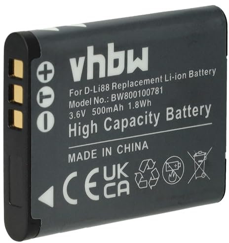 vhbw Akku kompatibel mit Sanyo Xacti VPC-X1420 Kamera (500 mAh, 3,6 V, Li-Ion)
