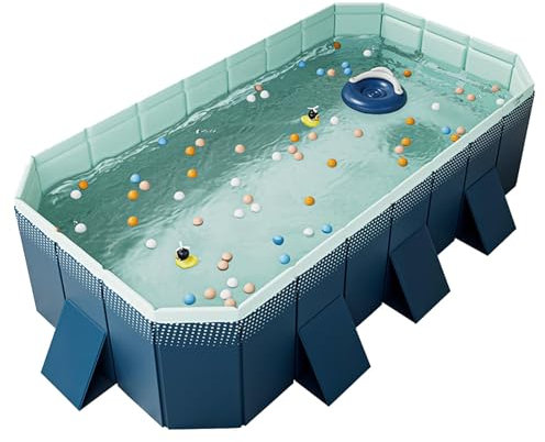 RASPIO Piscine Pliable Non Gonflable, Piscine pour Enfants, Coque en Plastique Dur, Piscine rectangulaire Hors Sol pour Enfants et Adultes(2.6m)
