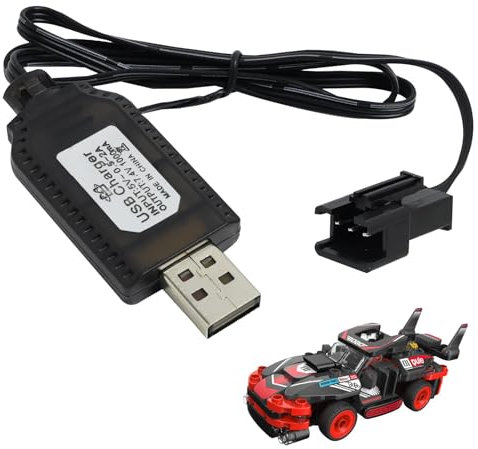 EuAcesry USB Chargeur Câble RC Universel Hydraulique Télécommandé, Câble de Charge USB avec Connecteur SM-3P pour Batterie LiPo 2S 7.4V, Compatible Voiture RC Bateau RC Drone RC Avions RC