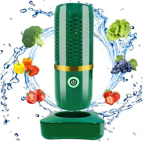 Machine à Laver les Fruits et Légumes, Machine de Purification des Aliments Portable, purificateur d'aliments sans fil USB, Machine à laver à ultrasons avec Technologie de Purification d'Io(Vert)