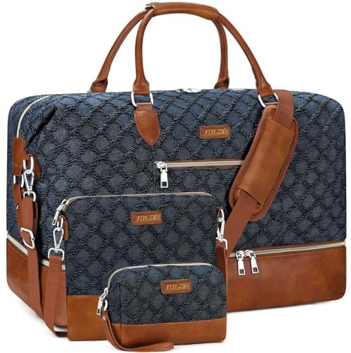 ITIEZY Weekender Übernachtungstasche für Damen, große Reisetasche mit Schuhfach, Sporttasche, Krankenhaus-Tasche, Handgepäcktasche für Flugzeuge mit Umhängetasche, 3 Stück
