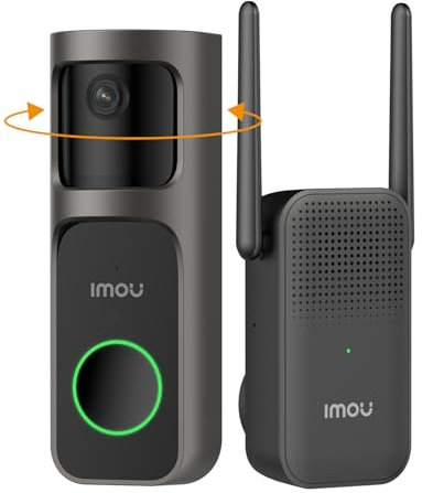 Imou 4MP Panoramic Doorbell DB3 KIT, Video Doorbell 2K+ WiFi with Chime, 4MP Night Vision 5m, AI Package Detection App Alert, Head-to-Toe Panoramic View, Two-way Audio