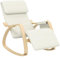 HOMCOM Fauteuil à Bascule, Fauteuil Allaitement avec Poche latérale, Repose-Pieds réglable et Appui-tête, Rocking Chair pour Chambre, 67 x 110 x 91 cm, crème