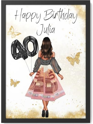 Papierschmiede® Geldgeschenk zum 40. Geburtstag | Look Änderbar! | 40 Jahre Bild mit Rahmen Geburtstagsgeschenk Beste Freundin 40. Geburtstag | Geschenk für Frau | Mädchen Geschenke | Jahrgang 1985