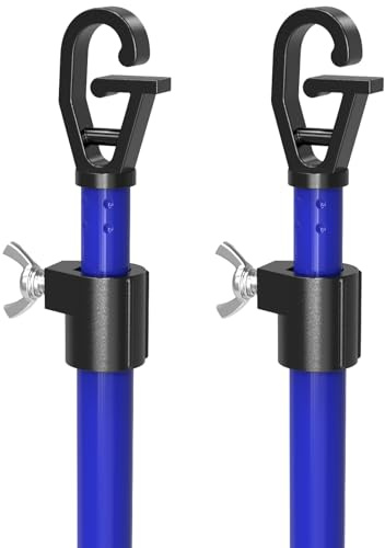 SURFOU Washing Line Pole Set of 2, Clothes Prop, Telescopic and Adjustable Extending Up to 2.4m with G-Hook, Rust-Resistant Powder Coated Steel, Heavy Duty Support for Outdoor Home Garden Laundry