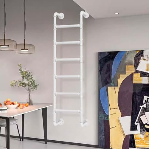 KHLMSRXJ An der Wand montierte Hochbettleiter für Wohnungen, 100–300 cm Notausstiegsleiter für Fensterschächte, weiße Sicherheitsleiter aus Schmiedeeisen für Baumhaus mit hohem Bettdeck (22