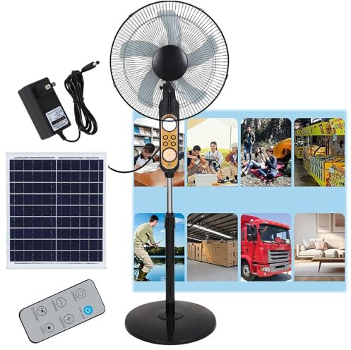 Ventilateurs solaires d'extérieur, ventilateurs sur pied portables avec panneau solaire et télécommande, ventilateurs de camping, ventilateurs sur pied oscillants, hauteur réglable