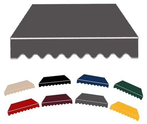 IMUNKT 250x150cm Markisenstoff Markisenbespannung, Schwarz Balkonmarkisen Ersatztuch, Einziehbare Klemmmarkise Ersatzstoff Für Balkon Deck Fenster(Gray,8x5ft/250x150cm)