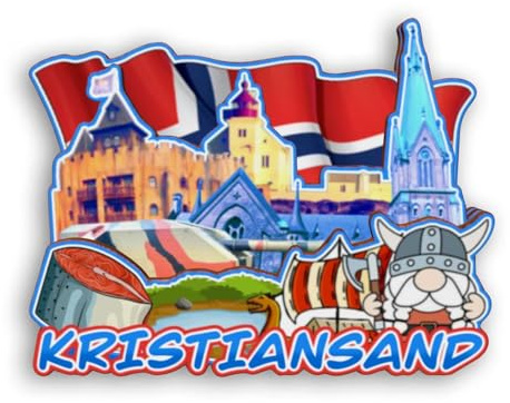 Quwsne Kühlschrankmagnet Kristiansand Norwegen Kühlschrankmagnet Stadt Reise Souvenirs Touristengeschenke 3D klassische Sehenswürdigkeiten handgefertigt Handwerk Heimdekoration -2277