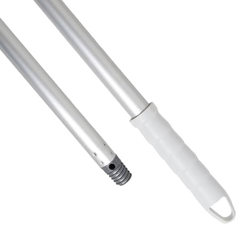 Maya Palo ALUMINIO ANODIZADO 1,40m. Ligero, Resistente y Profesional. Mango y Rosca de Polipropileno (Color Blanco)