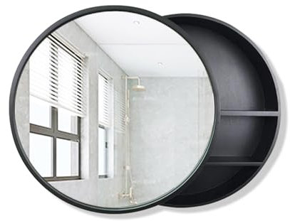 CVERTHAF Armario de baño con Espejo de Pared y Puerta corredera, estantes Ocultos, Dorado, 50 cm