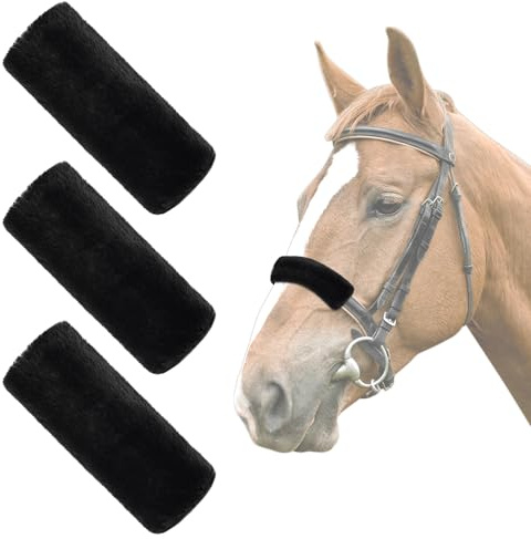 Fleece Halter Covers for Horses, Artificial Rabbit Fur Soft Padded (8.6IN)