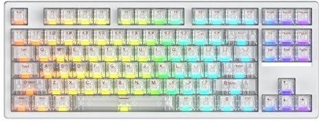 IROK FE87 V2 IMC kabelgebundene mechanische Tastatur, Dual 8 kHz Abfragerate, unterstützt SODC/Latenz als 0,125 MS/ARGB, Hot-Swap-fähig, Dichtung, stabile Gaming-Tastatur (weiß)