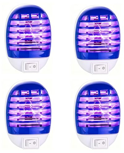 Mückenstecker, 4 Stück Elektrisch Mückenfalle Insektenvernichter mit UV-Licht, Mückenlampe für Mücken Fliegen Motten, Anti Mücken Stecker für Küche Schlafzimmer