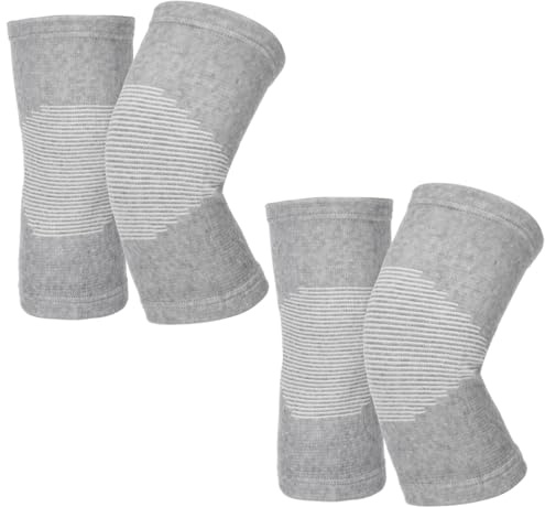 Luxorium 2 Paires de Genouillères en Bambou pour Femmes et Hommes avec Compression - Genouillère Arthrose et Sport - Support pour Genoux - Gris Taille L XL