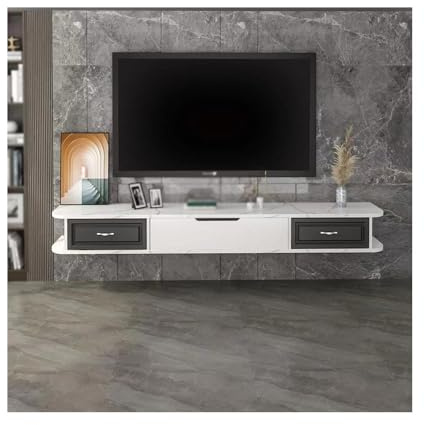Meuble TV Meuble TV Mural Flottant, Meuble multimédia, à 3 Portes Console(Noir,180x23x20cm)