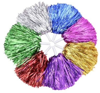 SUPVOX Pompons de Cheerleading: 14 Pièces à Paillettes pour Pom-Pom Girl | Accessoires brillants pour matchs, fêtes et spectacles, avec anneau de prise pratique pour encourager facilement