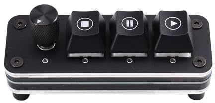 Reeatel QLAB Keyboard Professional Performance Media Controller 3-Key Knob Drive Free Music Player Controller USB Type-C