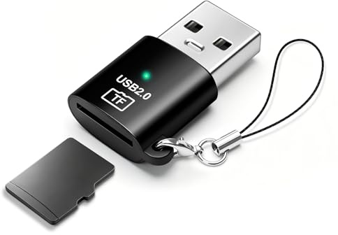 HAUXGOGO Lecteur de Cartes USB, Aecteur de Cartes Mini TF Portable, Compatible avec Les Cartes MicroSD/TF, Fonctionne avec Les Smartphones, Les Tablettes et Les Ordinateurs - Noir
