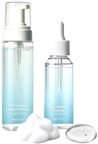 Autoabbronzanti Viso Soluzione Profumata da 30 ml con una Mousse da 100 ml | Autoabbronzanti Viso Per Tutti I Tipi Di Pelle Corpo Viaggio Spiaggia Piscina