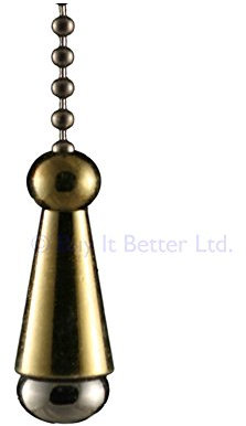 Bathroom Light Pull Chain – Polished Antique Brass Tear Drop & Antique Brass Chain E3x …
