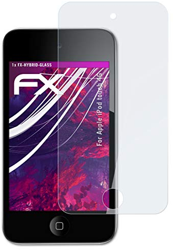 atFoliX Glasfolie kompatibel mit Apple iPod touch 4G Panzerfolie, 9H Hybrid-Glass FX Schutzpanzer Folie