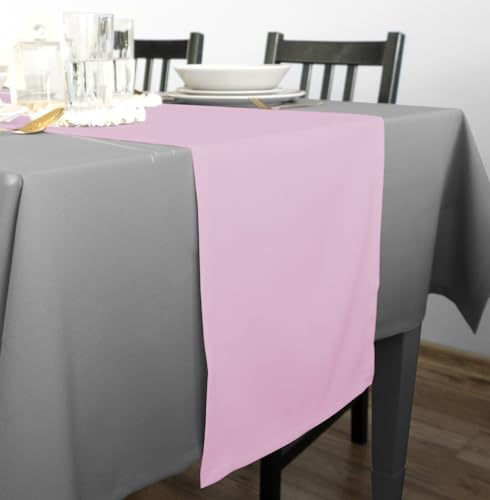 Rollmayer Hochwertiger Tischläufer Tischwäsche Uni einfarbig Pflegeleicht Kollektion Vivid, Farbe & Größe wählbar 21 Farben zur Auswahl, Produkt für den täglichen Gebrauch (Pastellrosa 50, 30x100cm)