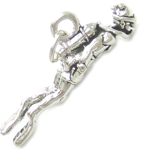 Scuba Diver Sterling Silber Charm .925 x 1 Diver Diving Charms