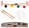 Crystals Traditional Garden Wooden Mallet Balls 4 Player Croquet Game Set for Great Outdoor Fun