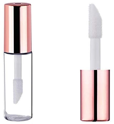 Wholesale Rose Gold BPA Free Clear Mini Plastic Empty Lip Gloss Tube DIY Makeup Lip Balm Bottle Tubes Container With Rubber Inserts Empty Brush Lipstick Lip Care Jars Tool（24PCS）