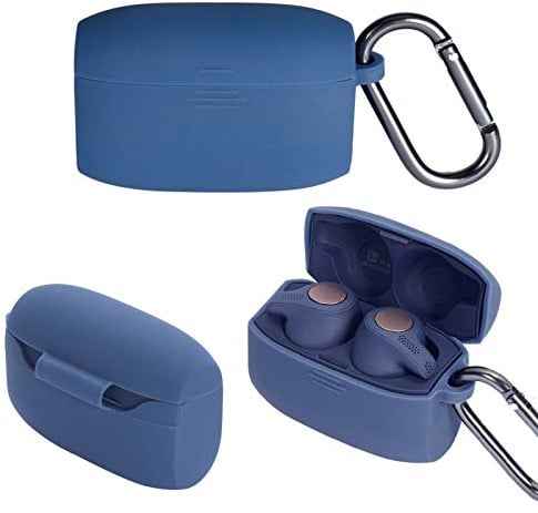 LICHIFIT Tragbare Silikon-Schutzhülle mit Anti-Verlust-Haken für Jabra Elite 65t Alexa fähige True Wireless Earbuds Ladehülle