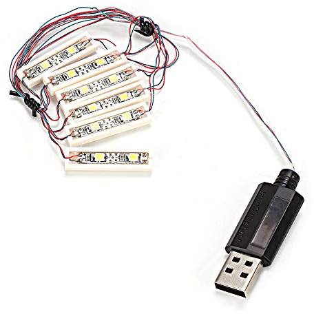 Ymiko 1x6 LED Down Lights USB Powered Brick White, Powered by USB, Compatible with Lego Bricks