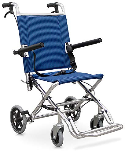 QUIRUMED Rollstuhl, zusammenklappbar, leicht, Aluminium, Breite 50 cm, Hebelbremse, für Mobilität, Reisen, für Zuhause, schmal