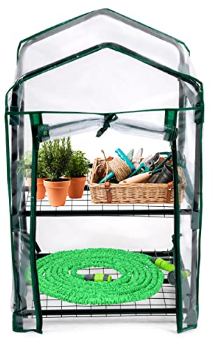 Kinzo Garden Gewächshaus - 45 x 50 x 80 cm - 2 Etagen - Tomatengewächshaus, Grün