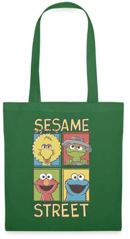 Spreadshirt Sesamstraße Bibo, Oscar, Elmo, Krümelmonster Stoffbeutel, One size, Fichte