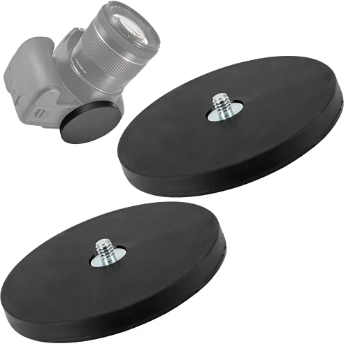 Neodym Magnet Gummiert - Magnetische Halterung mit 1/4 Zoll Gewinde - Kamerahalterung Kamera Mount für Actioncam DSLR GoPro oder Studio Lampen (88mm - 55KG, 2 Stück)