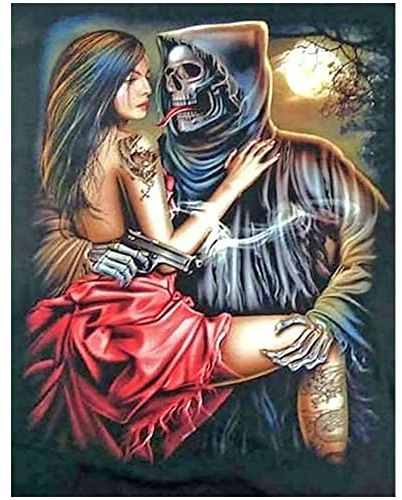 DCIDBEI DIY 5D Diamant Painting Bilder Groß 40x50cm Square Diamond Painting Eckige Steine Daiments Painting Skull Schädel Totenkopf Liebe Diamant Gemälde Malerei Malen nach Zahlen Basteln Erwachsene