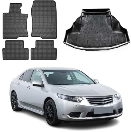 OMAC Fußmatten Kofferraumwanne für Honda Accord 2008-2015 TPE 5tlg Schwarz | inkl. Kofferraumwanne (Satz), Gummimatten, Automatten, Allwetter, Antirutsch, fahrzeugspezifisches Produkt, wasserdicht