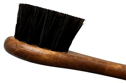 Birch Premium Quality Horse Hair Dauber Application Shoe Brush, 100% Horsehair, Shine Buff Polish Leather Shoes & Footwear [150mm x 41mm x 11mm] (Black Horse Hair)