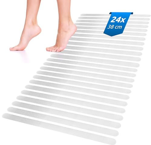 ECENCE Strisce Antiscivolo per Doccia & Vasca da Bagno, Set di 24 Adesivi Antiscivolo per Piatto Doccia e Vasca da Bagno Trasparente Tappetino per Il Bagno Antisdrucciolo