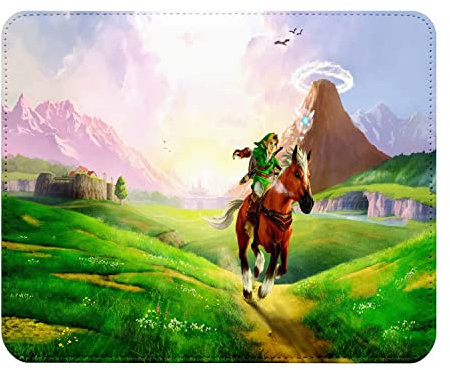 French Unicorn Tapis de Souris Aspect Cuir Zelda Plaine Hyrule a Cheval Jeux Video - 22 x 18 cm