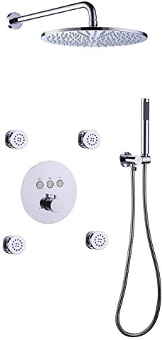 XJTNLB Miscelatore Doccia Incasso Sistemis Doccia con Miscelatore Jacuzzi, Soffione Doccia a Parete 4 Getti di Massaggio