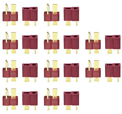 JZK 10 pairs Deans T Plug Connectors Male and Female, Deans Plug T Style, Deans T-Plug Gold RC Connectors for RC Battery, T-Plug Connectors Deans Style