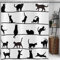 Hnmdmyi Duschvorhang Lustig Katze 180x180, Schwarzes Kätzchen Silhouette Badewanne Vorhang Kinder Niedlich Cartoon Tier Schwarz und Weiß Minimalismus Kunst Wasserdicht Stoff Waschbar Badevorhang