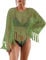 Bsubseach Beach Cover Up for Swimwear Women Long Sleeve Crochet Top Hollow Out Swimsuit Coverup Green