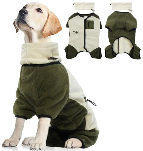 Hundepullover XL, Hundejacke Fleece Hundemantel für Mittlere Hunde Hunde Onesie Hundeoverall mit Beinen Hundepullover Fleece Hundemantel Hunter Fleece Anzug Hund(Beige, XL)