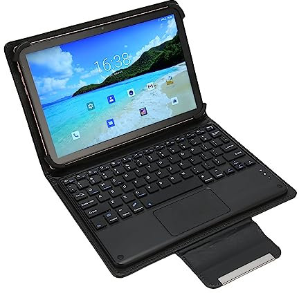 Zudoo Tablet PC 2 in 1, CPU Octa Core 8 GB RAM 256 GB ROM Tablet da 10,1 Pollici Dorato Tastiera 5G WiFi con Custodia per Intrattenimento (Spina UE)